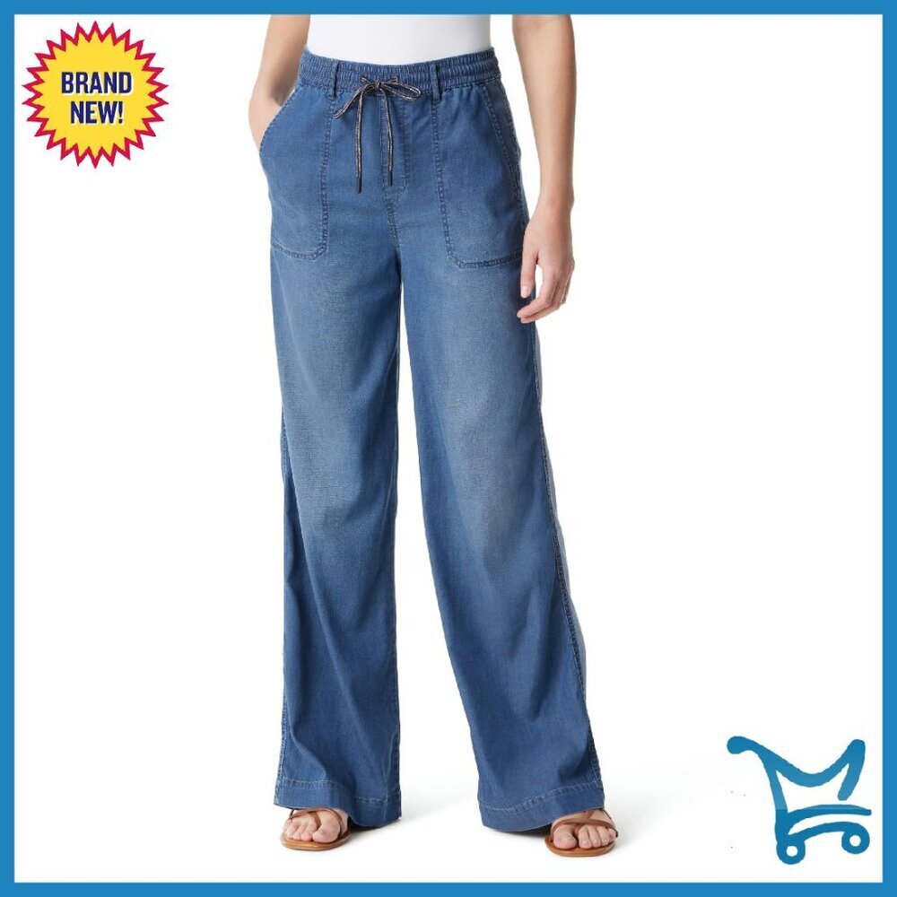 Soft Drape Wide Leg Pull-On Pants with Drawstring & Pockets